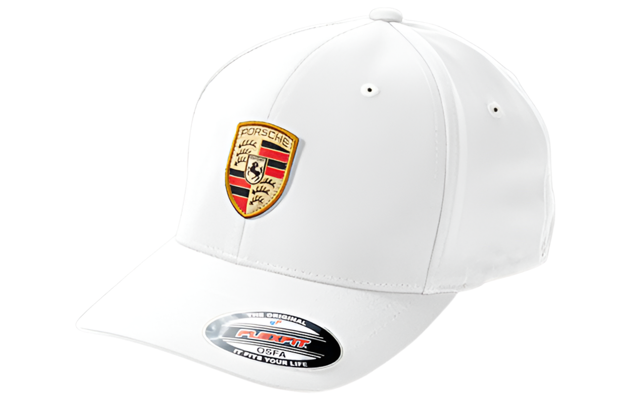 Porsche Crest Flexfit Cap- White
