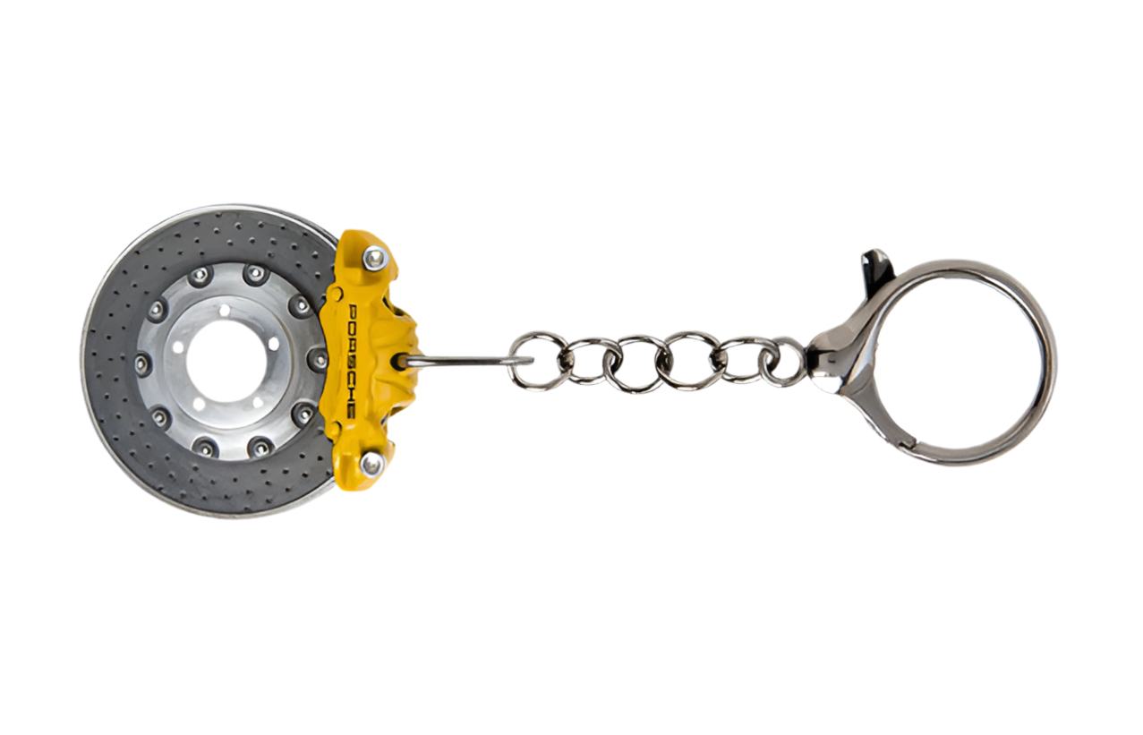 Porsche Brake Disc Keychain- Yellow
